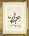 E. William Gollings - Indian on Horseback. Pen and ink drawing.