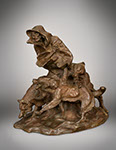 Charles Marion Russell - Sled Man. Bronze (POsthumous).